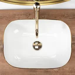 Умивальник Rea Belinda wave white gold накладний білий REA-U8472, Білий - мініатюра 5