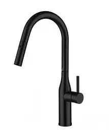 Смеситель для кухни высокий вытяжной гусак аэратор 2 функции нержавеющий корпус гайка Ø35 черный Gappo G4398-46 Черный матовый