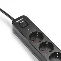 Подовжувач мережевий Videx Oncord з кнопкою з/з 4п 3 м 3x1.5 мм black (VF-PD43G-B) - мініатюра 3