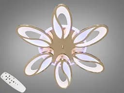 Люстра стельова LED Diasha 8090/6G, 105W, 3200K-6500K, метал, акрил, сучасний стиль для дому, диммер, кольорова підсвітка
