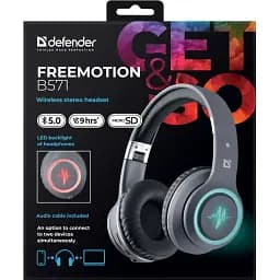 Гарнітура Defender FreeMotion B571 Bluetooth+35 мм LED Gray - мініатюра 4