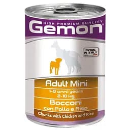 Вологий корм Gemon Dog Adult Mini шматочки з куркою та індичкою для собак міні-порід 415 г