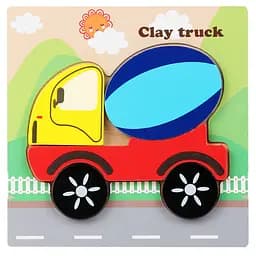 Деревянный пазл для детей Бетономешалка Clay truck 15×15 см развивающая игрушка строительная машина детский пазл сортер