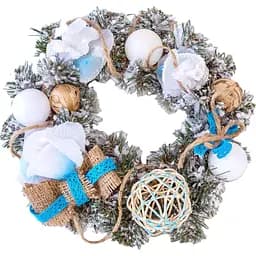 Вінок Novogod'ko Біла троянда з декором засніжений 15 см (904486)