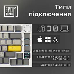 Клавіатура Epomaker AK820 Pro Flying Fish White механічна бездротова (AK820-PRO-W-FF) - мініатюра 10