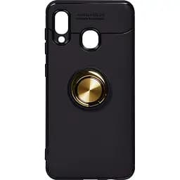 Чохол-накладка Toto Car Magnetic Ring TPU Case Samsung Galaxy A20/A30 Black/Gold
