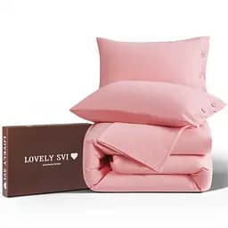 Комплект постільної білизни Lovely Svi варена бавовна (120 г/м2) Євро однотонний Рожевий (320326)