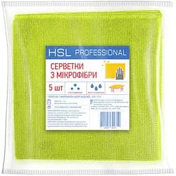 Серветки універсальні з мікрофібри HSL Professional жовті 35 x 35, 5 шт