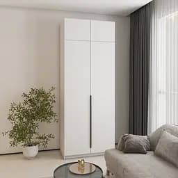 Шкаф 2-дверный с антресолью MebelStar Оскар ДСП BL-B, дополнительная штанга 100x52x260 см Аляска белый (MBS-4832)