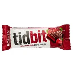 Батончик Roshen Tidbit Milk Chocolate & Cherry Brownie Вишневый брауни 50 г
