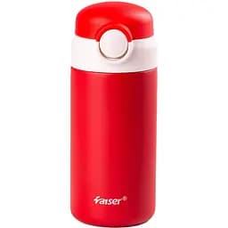 Термос Raiser 280 мл з кришкою фліп топ на кнопці, червоний Happy Life YLS80158R