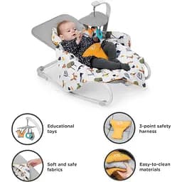 Шезлонг-гойдалка Kinderkraft Felio 2 Forest Yellow сірий з жовтим KBFELI20YEL0000 (00-00305173) - мініатюра 7