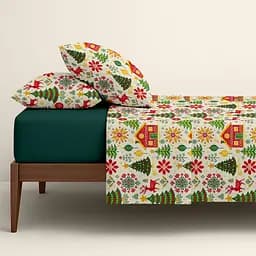 Комплект постільної білизни Cosas Christmas CS5 Сімейний червоний (Christmas_El180x30-91GreenDark_160x2) - мініатюра 2