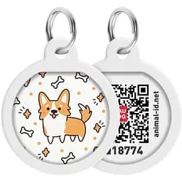 Адресник для собак і котів Waudog Smart ID з QR паспортом, Коргі, S, діаметр 25 мм