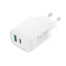 Мережевий зарядний пристрій XO CE30 30W 1USB-A+1USB-C fast charger Білий - мініатюра 2