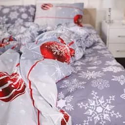 Наволочка MirSon Бязь 17-0657 Mistletoe 45х45 см сіро-червона (2200009611704) - мініатюра 4