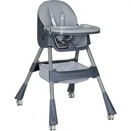 Стільчик для годування Bambi M 5722 з кошиком для іграшок і чохлом з м'якої екошкіри, сірий