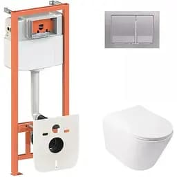 Набір Q-tap інсталяція 3 в 1 Nest QT0133M425 з панеллю змиву квадратною QT0111M06029SAT + унітаз з сидінням Swan QT16335178W