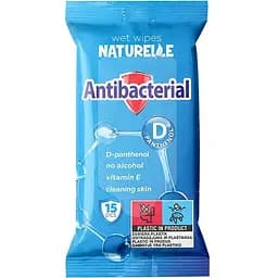 Вологі серветки Naturelle антибактеріальні, Д-пантенол, 15 шт.