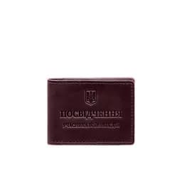 Шкіряна обкладинка для посвідчення учасника бойових дій із кишенею для жетону бордова Crazy Horse - мініатюра 7