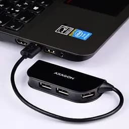 Концентратор Axagon USB 2.0 to 4xUSB 2.0 0.2m black (HUE-X4B) - мініатюра 4
