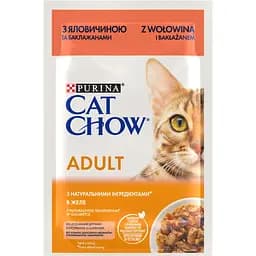 Влажный корм для кошек Cat Chow Adult нежные кусочки в желе с говядиной и баклажанами 85 г