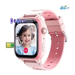 Детские умные смарт-часы Lemfo Y78 с сим-картой кнопкой SOS GPS-трекером прослушиванием розовый 4G