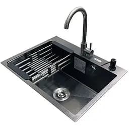 Комплект мийка + змішувач + дозатор Romzha Arta Carbon U-550 Space Gray (A)