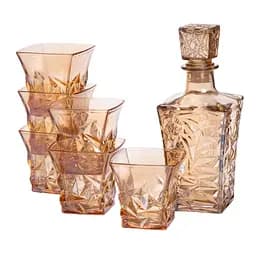 Набор для напитков графин и 6 стаканов для напитков из толстого стекла Коричневый Yiwu 64486-25