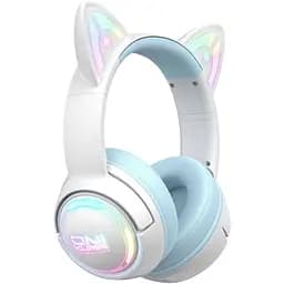 Навушники Onikuma ігрові бездротові з котячими вушками GT89 з мікрофоном та RGB підсвічуванням до 70 годин роботи Блютуз
