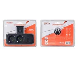 Розетка двойник с заземлением Voltronic F-303 Black, 2 розетки+3USB(1А)+Type-C, 2500W, 10A, 220V - мініатюра 4