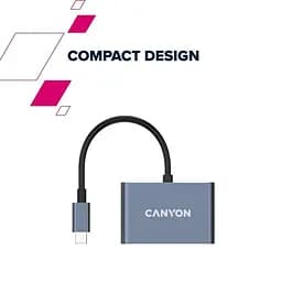 USB-Хаб Canyon USB-хаб hub DS-4 3in1 USB-C Grey (CNS-TDS4) - мініатюра 4