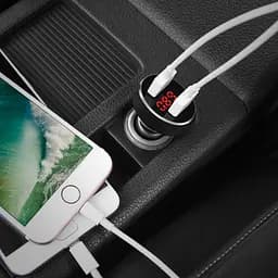 Автомобільна зарядка від прикурювача з вольтметром чорна HOCO Z26 2USB 2,1A - мініатюра 2