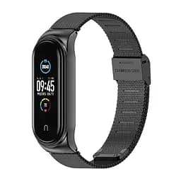 Ремінець для фітнес-браслета MiJobs для Xiaomi Mi Band 8 і 9 Mesh design металевий із застібкою чорний - мініатюра 2