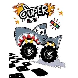 Алмазна мозаїка з частковою викладкою "Машина-акула" Ідейка AMV1230, 15х20 см