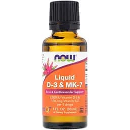 Жидкий витамин D3 і MK-7  Now Foods Liquid D3 & MK-7 30 мл (1 унция)