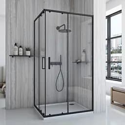 Душова кабіна Rea City 80x100 black REA-K6449, Чорний матовий, Універсальна, прозрачний, Чорний матовий - мініатюра 2