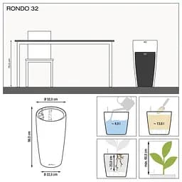 Вазон Lechuza Rondo Premium, 13 л, білий (15780) - мініатюра 4