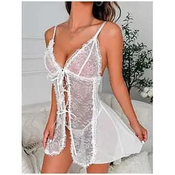 Пеньюар спокусливий з мережива S/M білий K1008-1