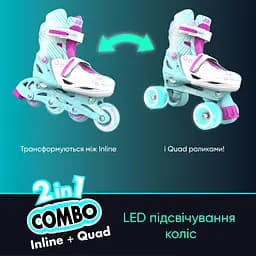 Роликові ковзани Neon Combo розмір 34-37 бірюзові (NT10T4) - мініатюра 4