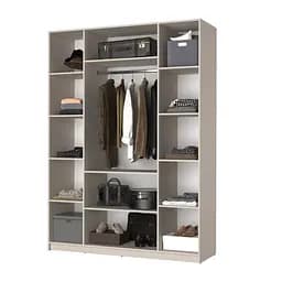 Шафа 4-дверна MebelStar Оскар Gloss BL-B, комплект полиць 160x52x220 см Дуб тахо/Чорний (MBS-5283) - мініатюра 2