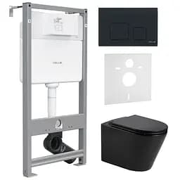 Комплект инсталляция 4 в 1 Volle Master Evo 212010+222113 + унитаз Volle Nemo Black Rimless 13-17-316 Black с сидением Soft Close, Черный матовый