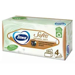 Серветки чотиришарові Zewa Softis Natural Soft 80 шт. (870032)