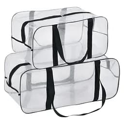 Набор прозрачных сумок в роддом: размер L 50х25х30 см + размер XL 60х25х30 см (черные)