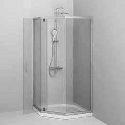 Душова кабіна Am.Pm Gem 5-corner Pivot 90x90 см без піддону хром матовий W90UG-405-090MT, Хром матовий - мініатюра 4