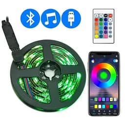 Світлодіодна RGB стрічка чорна кольорова 5 м SMD LED 5050 USB - мініатюра 2