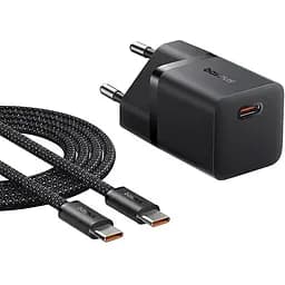 МЗП Baseus GaN5 Fast Charger (mini) PD25W (1USB-C) + кабель Type-C to Type-C (P10110909113) Cluster Black - мініатюра 2