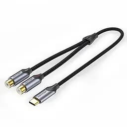 Перехідник Vention Audio Type-C М - 2RCA F 0,5м чорний (BGVHD)