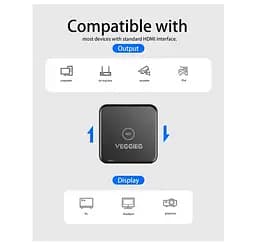 HDMI сплиттер-свитч двунаправленный HDMI 2.0 Switch 2x1 or Splitter 1x2 VEGGIEG VHD01 - мініатюра 2