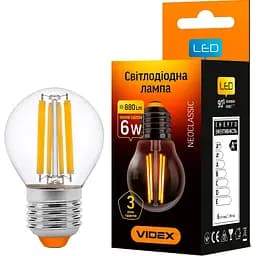 Светодиодная лампа Videx Filament 6 W E27 3000 K (VL-G45F-06273)